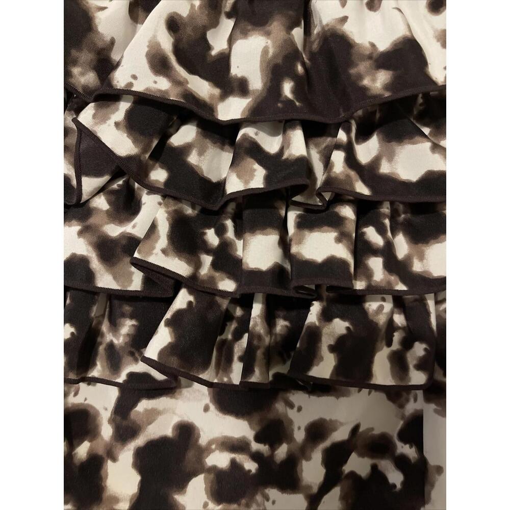 Banana Republic Womens Size 14 Brown/White Ruffled-Neck, Sleeveless Dress! M128 - Picture 5 of 10